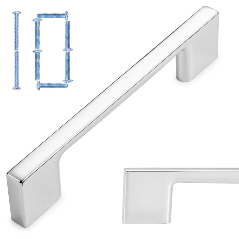 KOOFIZO 10 Pack 3-3/4 Inch Polished Chrome Kitchen Cabinet Pulls Chrome Cabinet Handles Chrome Cabinet Hardware for Kitchen Cabinets Drawer P01 Dresser Cupboard Bedroom Bathroom - Image 1